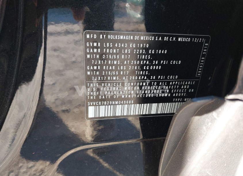 Photo 9 of 2022 Volkswagen Taos 1.5T S (VIN 3VVCX7B29NM049686)