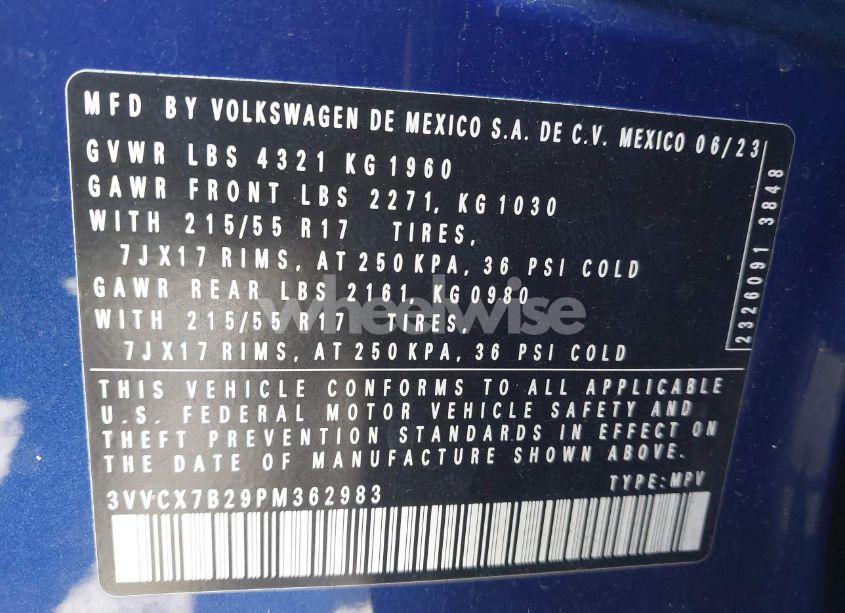 Photo 9 of 2023 Volkswagen Taos 1.5T S (VIN 3VVCX7B29PM362983)