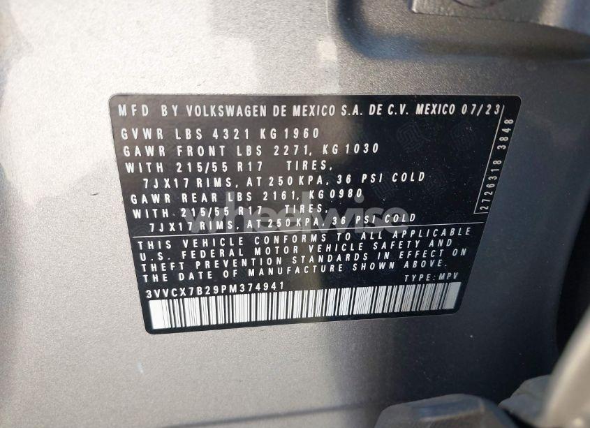 Photo 9 of 2023 Volkswagen Taos 1.5T S (VIN 3VVCX7B29PM374941)