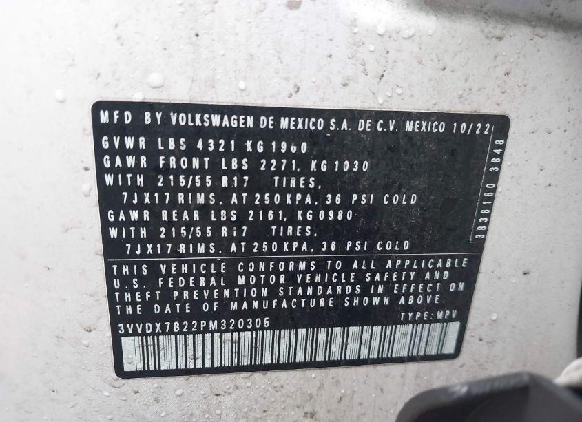 Photo 9 of 2023 Volkswagen Taos 1.5T S (VIN 3VVDX7B22PM320305)