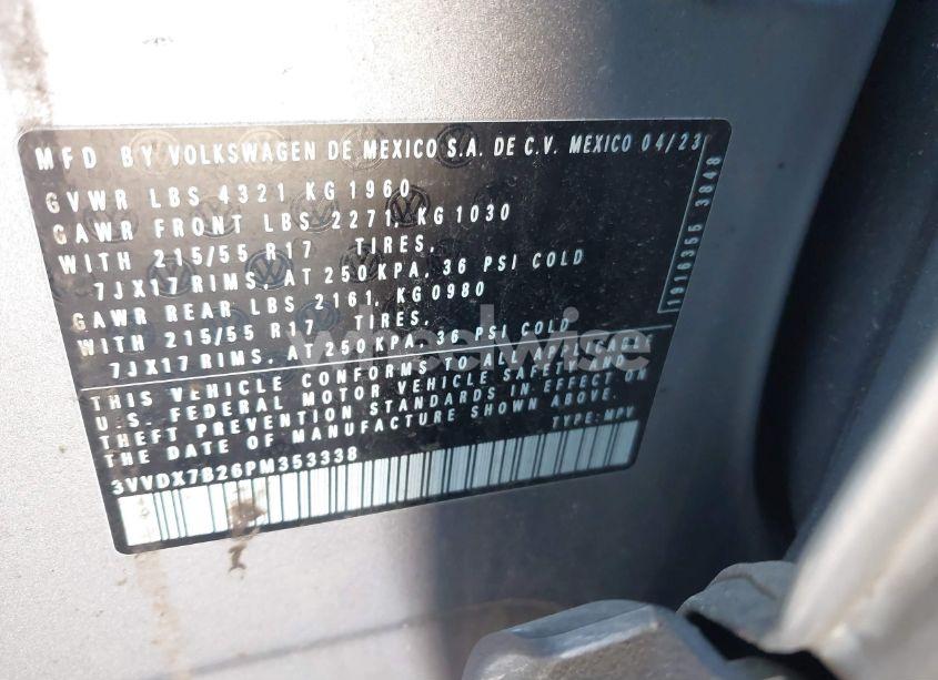 Photo 9 of 2023 Volkswagen Taos 1.5T S (VIN 3VVDX7B26PM353338)