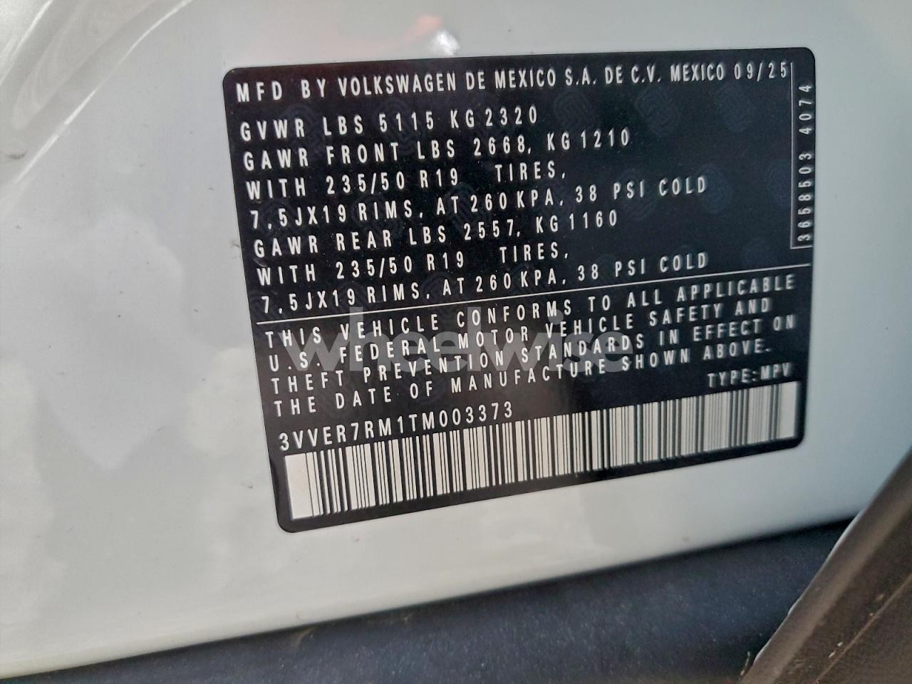 Photo 13 of 2026 VOLKSWAGEN TIGUAN SE (VIN 3VVER7RM1TM003373)