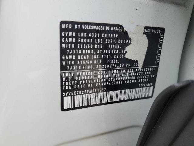 Photo 2 of 2023 VOLKSWAGEN TAOS SE (VIN 3VVEX7B23PM361997)