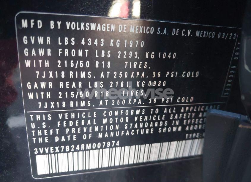 Photo 9 of 2024 Volkswagen Taos 1.5T SE (VIN 3VVEX7B24RM007974)