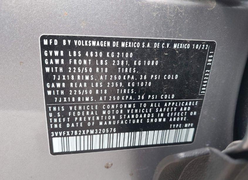 Photo 9 of 2023 Volkswagen Taos 1.5T S (VIN 3VVFX7B2XPM320576)