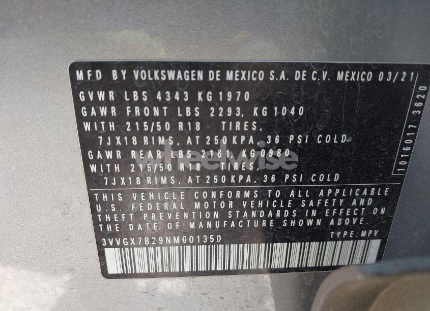 Photo 9 of 2022 Volkswagen Taos 1.5T SEL (VIN 3VVGX7B29NM001350)