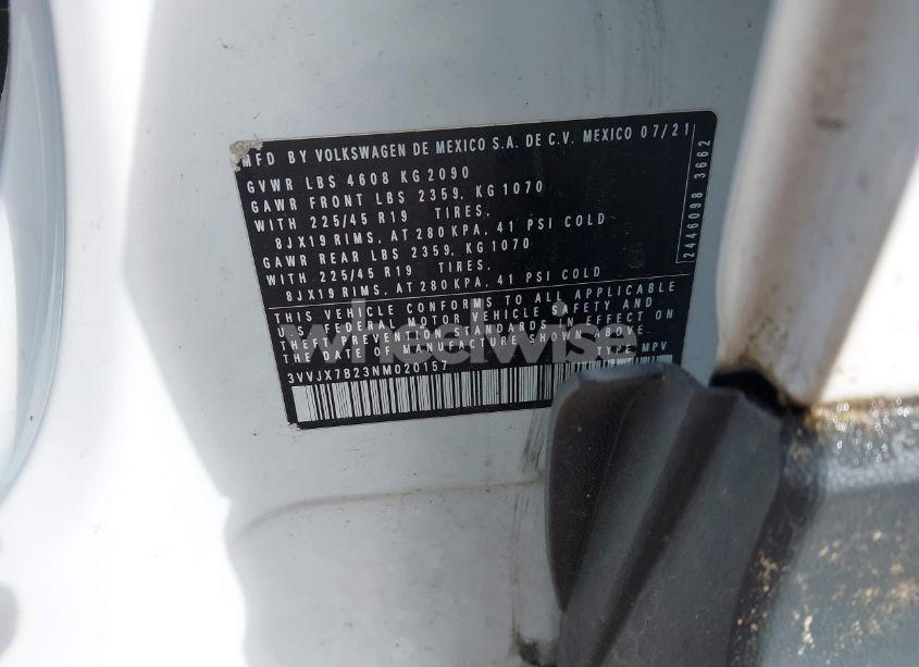 Photo 9 of 2022 Volkswagen Taos 1.5T SEL (VIN 3VVJX7B23NM020157)