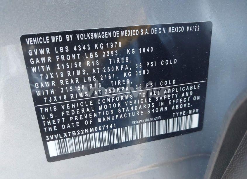 Photo 9 of 2022 Volkswagen Taos 1.5T SE (VIN 3VVLX7B22NM067141)