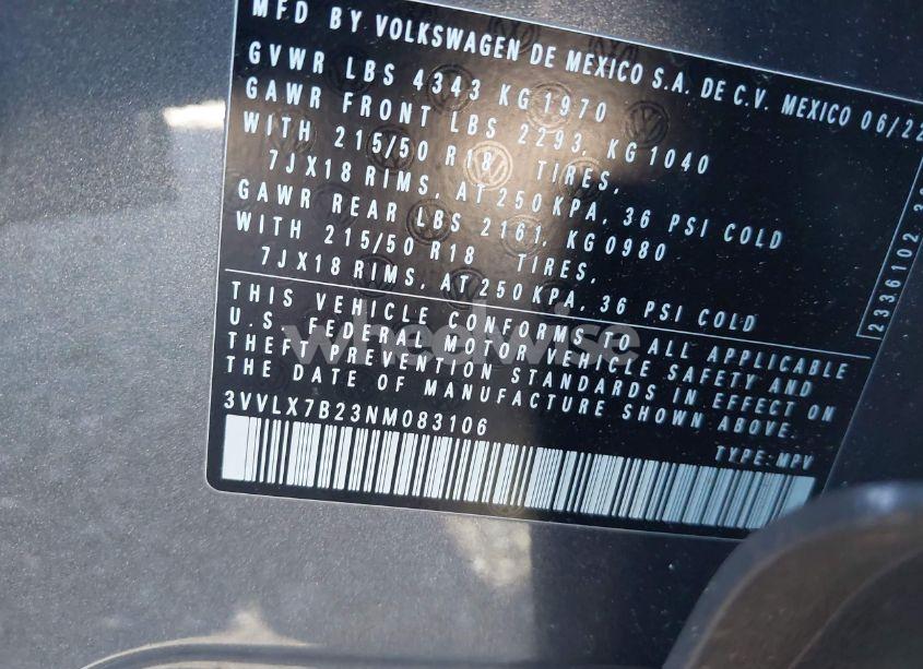 Photo 9 of 2022 Volkswagen Taos 1.5T SE (VIN 3VVLX7B23NM083106)