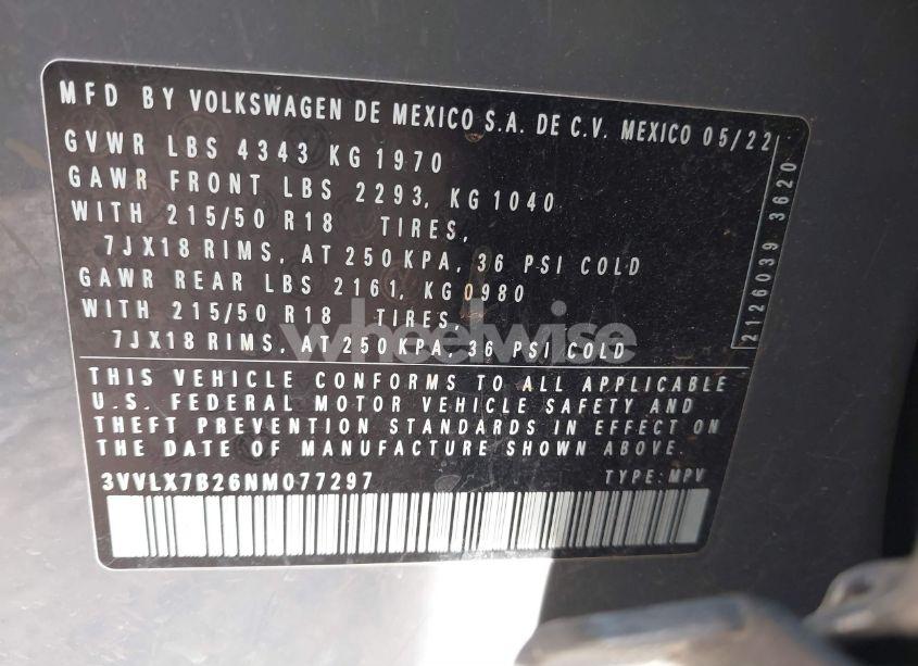 Photo 9 of 2022 Volkswagen Taos 1.5T SE (VIN 3VVLX7B26NM077297)