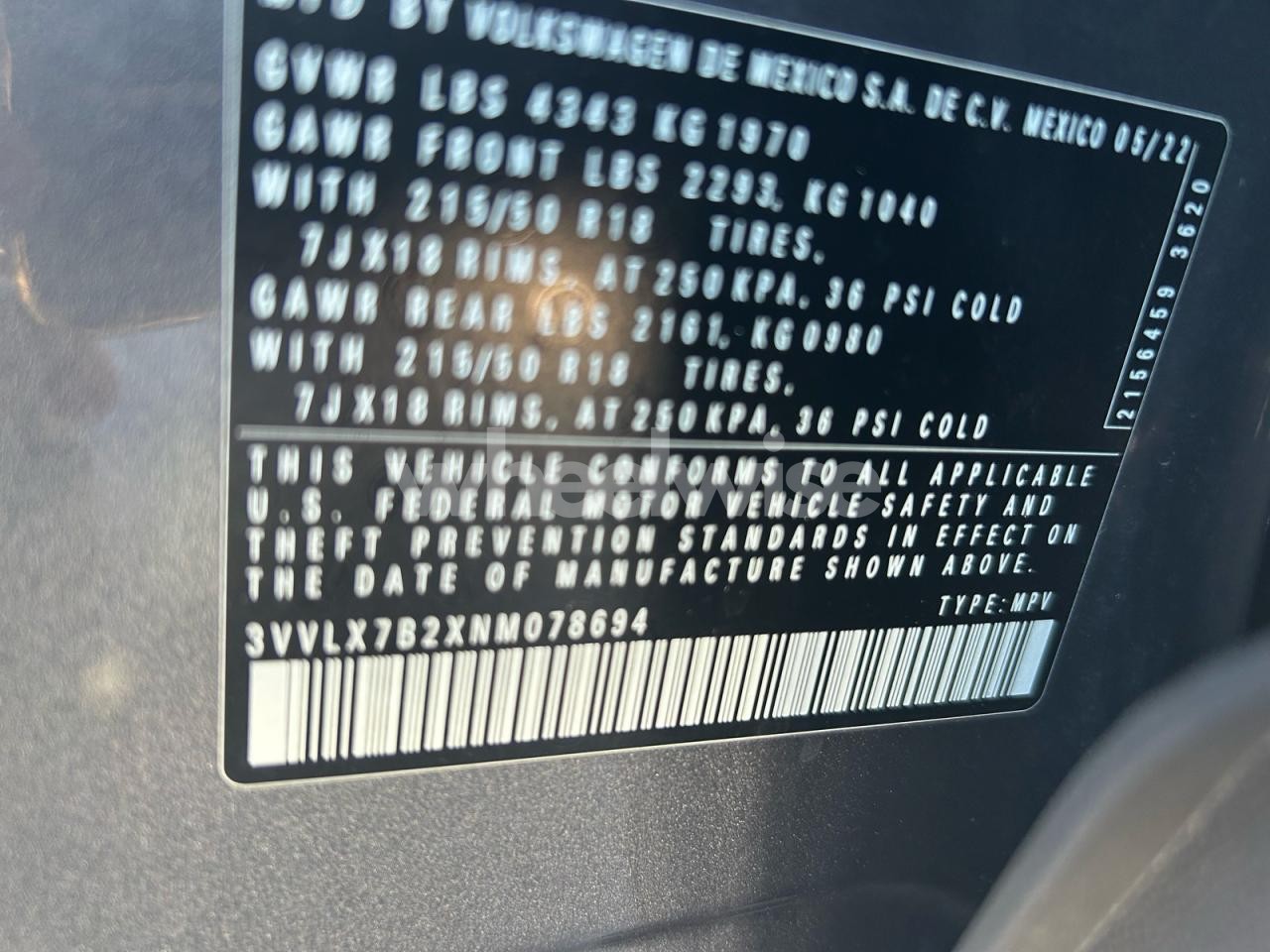 Photo 10 of 2022 VOLKSWAGEN TAOS SE IQ DRIVE (VIN 3VVLX7B2XNM078694)