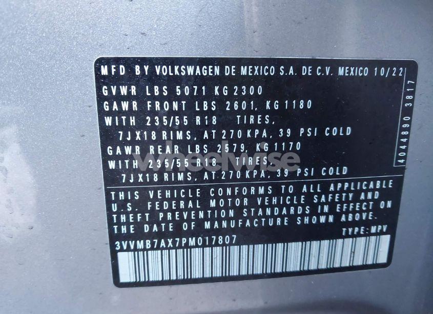 Photo 9 of 2023 Volkswagen Tiguan 2.0T SE (VIN 3VVMB7AX7PM017807)