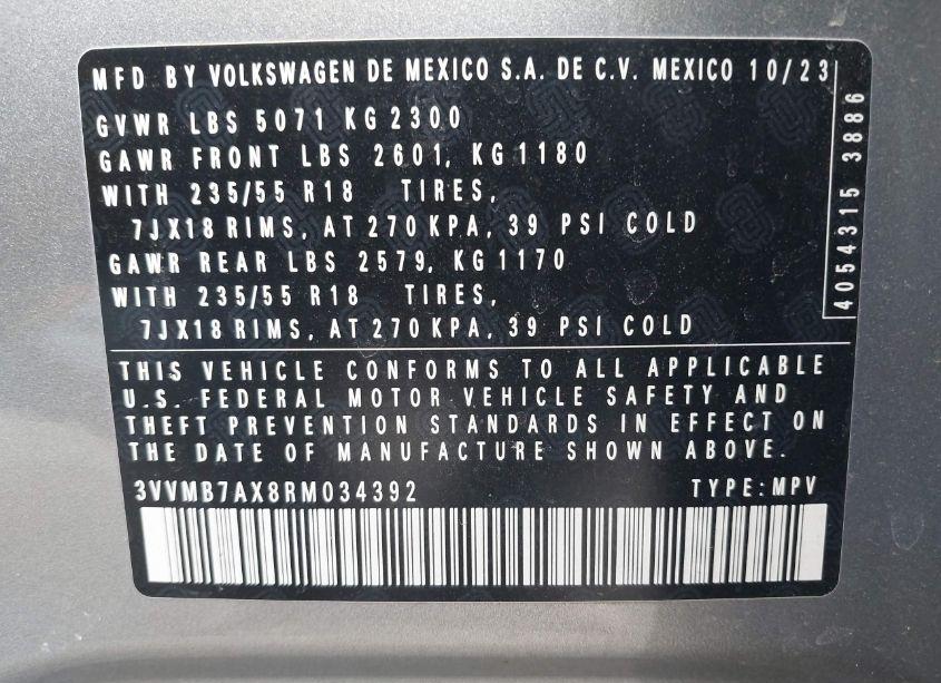Photo 9 of 2024 Volkswagen Tiguan 2.0T SE/WOLFSBURG EDITION (VIN 3VVMB7AX8RM034392)