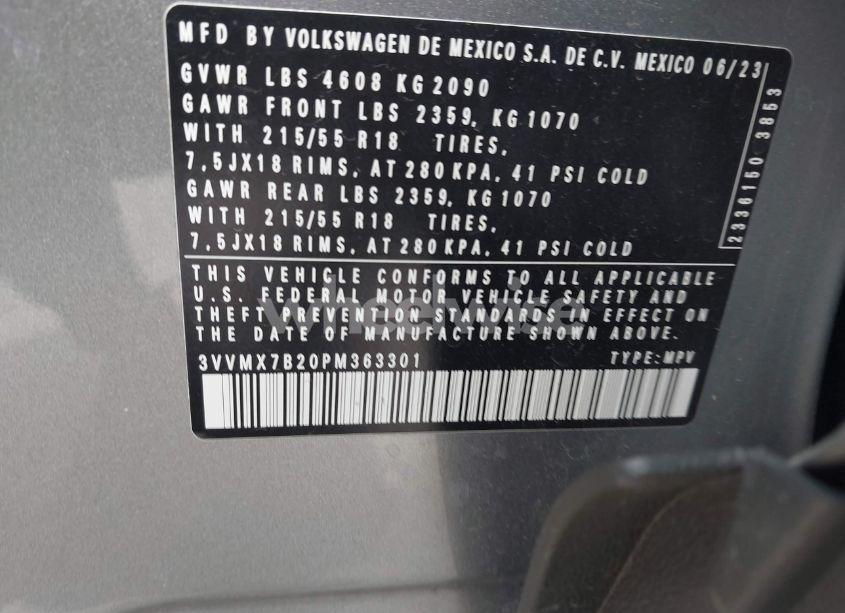 Photo 9 of 2023 Volkswagen Taos 1.5T S (VIN 3VVMX7B20PM363301)
