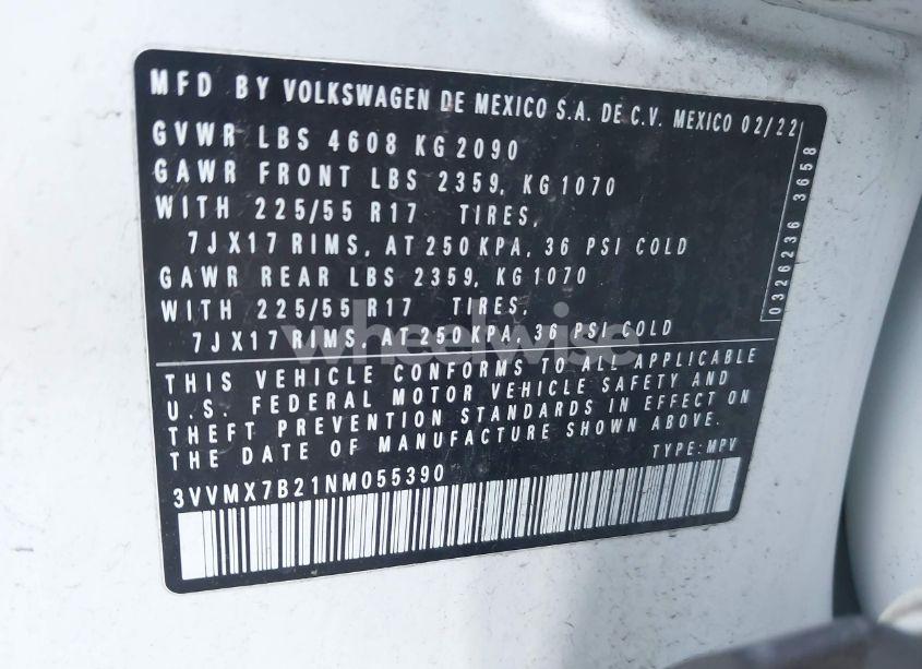 Photo 9 of 2022 Volkswagen Taos 1.5T S (VIN 3VVMX7B21NM055390)