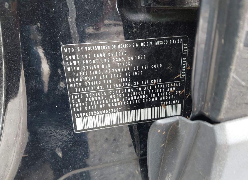 Photo 9 of 2022 Volkswagen Taos 1.5T SE (VIN 3VVPX7B20NM052607)