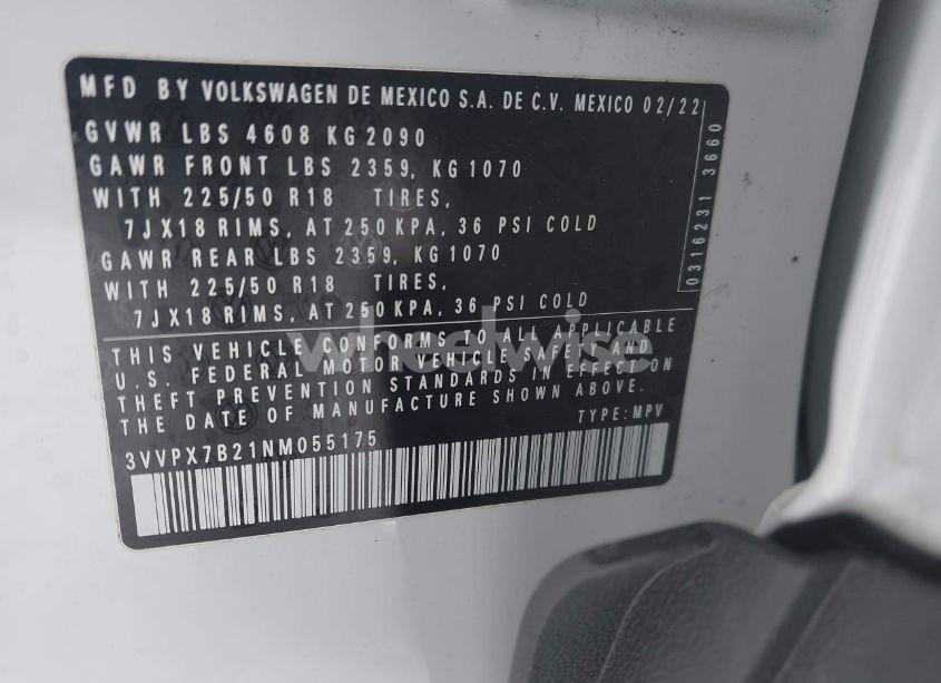 Photo 9 of 2022 Volkswagen Taos 1.5T SE (VIN 3VVPX7B21NM055175)