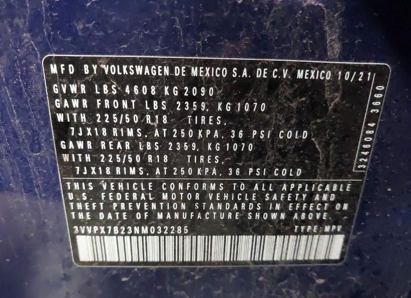 Photo 9 of 2022 Volkswagen Taos 1.5T SE (VIN 3VVPX7B23NM032285)