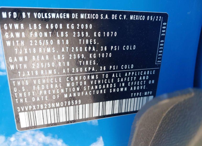 Photo 9 of 2022 Volkswagen Taos 1.5T SE (VIN 3VVPX7B23NM078599)