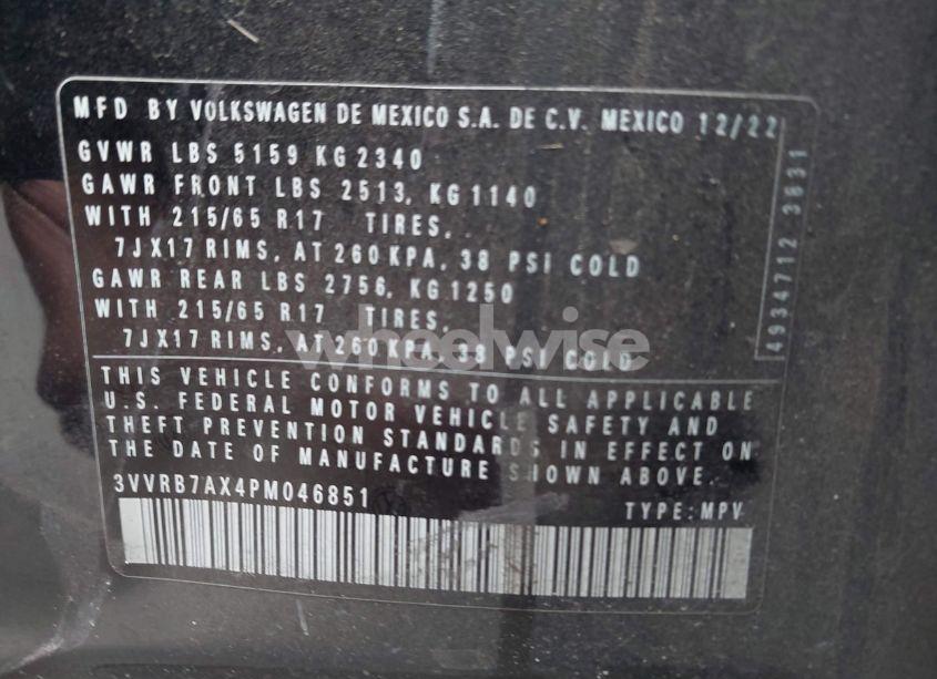 Photo 9 of 2023 Volkswagen Tiguan 2.0T S (VIN 3VVRB7AX4PM046851)