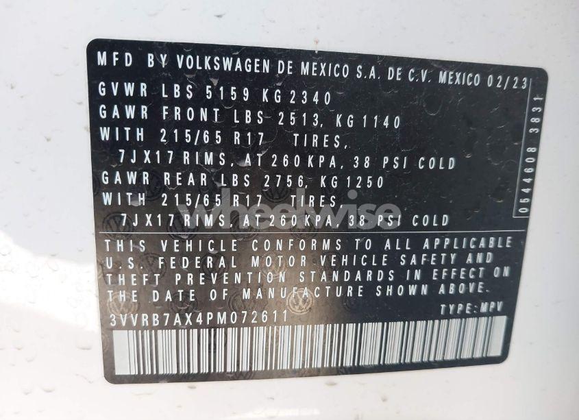 Photo 9 of 2023 Volkswagen Tiguan 2.0T S (VIN 3VVRB7AX4PM072611)