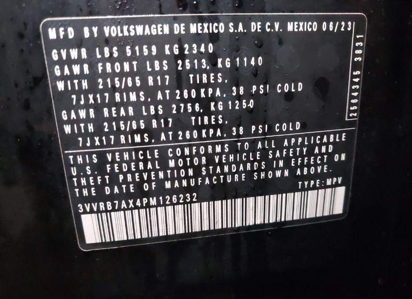Photo 9 of 2023 Volkswagen Tiguan 2.0T S (VIN 3VVRB7AX4PM126232)