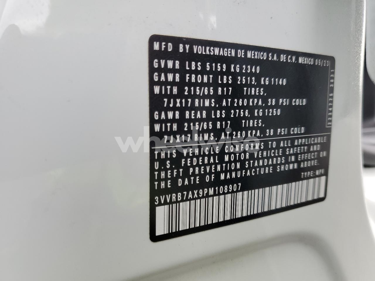 Photo 13 of 2023 VOLKSWAGEN TIGUAN S N/A (VIN 3VVRB7AX9PM108907)