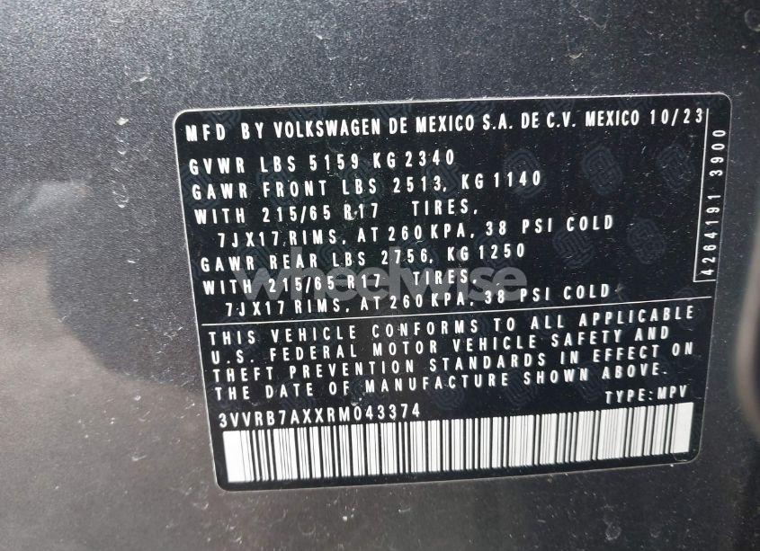 Photo 9 of 2024 Volkswagen Tiguan 2.0T S (VIN 3VVRB7AXXRM043374)