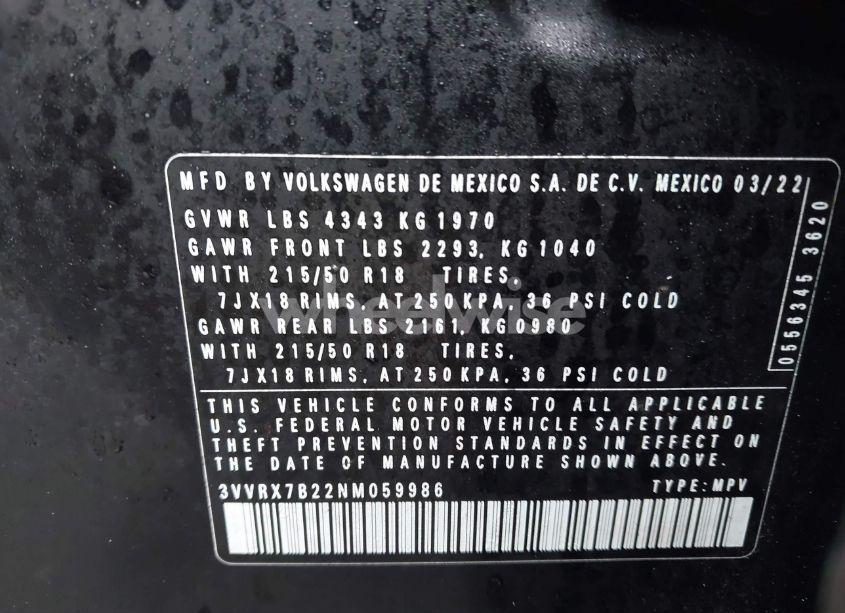 Photo 9 of 2022 Volkswagen Taos 1.5T SE (VIN 3VVRX7B22NM059986)