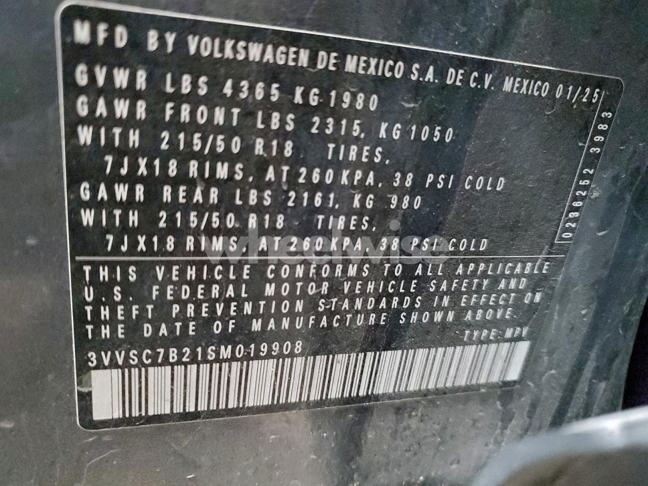 Photo 14 of 2025 VOLKSWAGEN TAOS SE (VIN 3VVSC7B21SM019908)