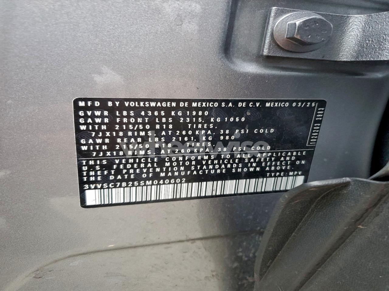 Photo 14 of 2025 VOLKSWAGEN TAOS SE N/A (VIN 3VVSC7B25SM040602)