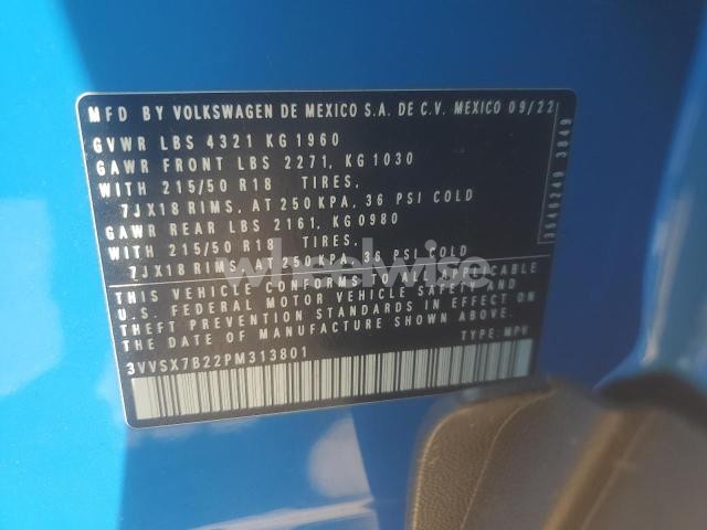 Photo 11 of 2023 VOLKSWAGEN TAOS SE (VIN 3VVSX7B22PM313801)