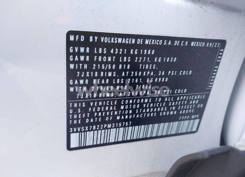 Photo 9 of 2023 Volkswagen Taos 1.5T SE (VIN 3VVSX7B22PM315757)