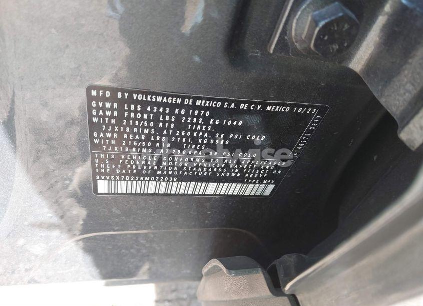 Photo 9 of 2024 Volkswagen Taos 1.5T SE (VIN 3VVSX7B22RM022038)