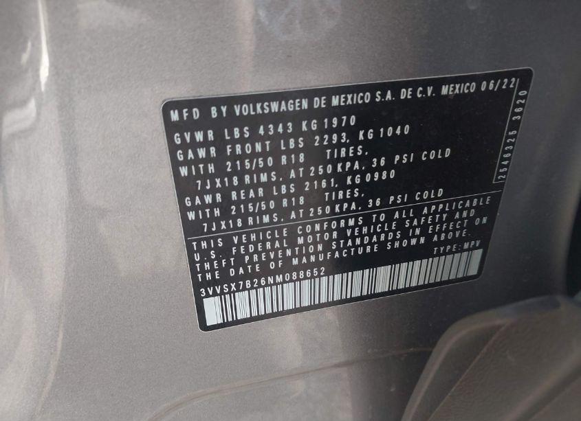 Photo 9 of 2022 Volkswagen Taos 1.5T SE (VIN 3VVSX7B26NM088652)