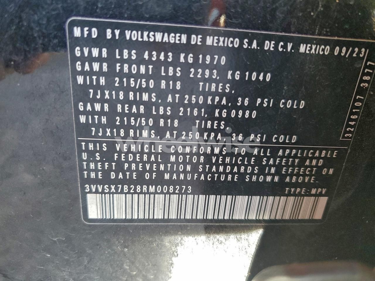 Photo 13 of 2024 VOLKSWAGEN TAOS SE (VIN 3VVSX7B28RM008273)