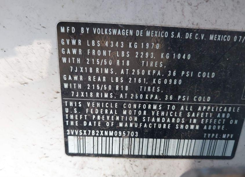 Photo 9 of 2022 Volkswagen Taos 1.5T SE (VIN 3VVSX7B2XNM095703)