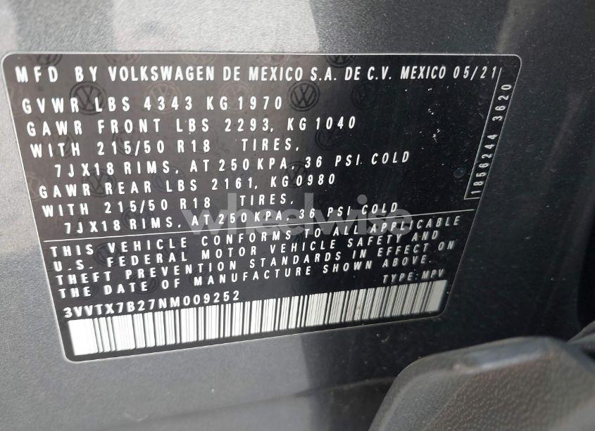 Photo 9 of 2022 Volkswagen Taos 1.5T SE (VIN 3VVTX7B27NM009252)