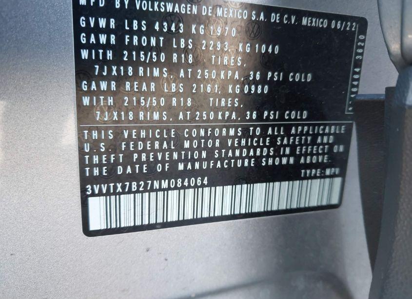 Photo 9 of 2022 Volkswagen Taos 1.5T SE (VIN 3VVTX7B27NM084064)