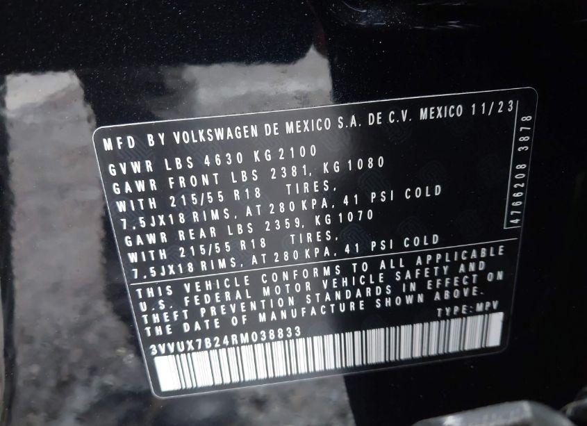 Photo 9 of 2024 Volkswagen Taos 1.5T SE (VIN 3VVUX7B24RM038833)