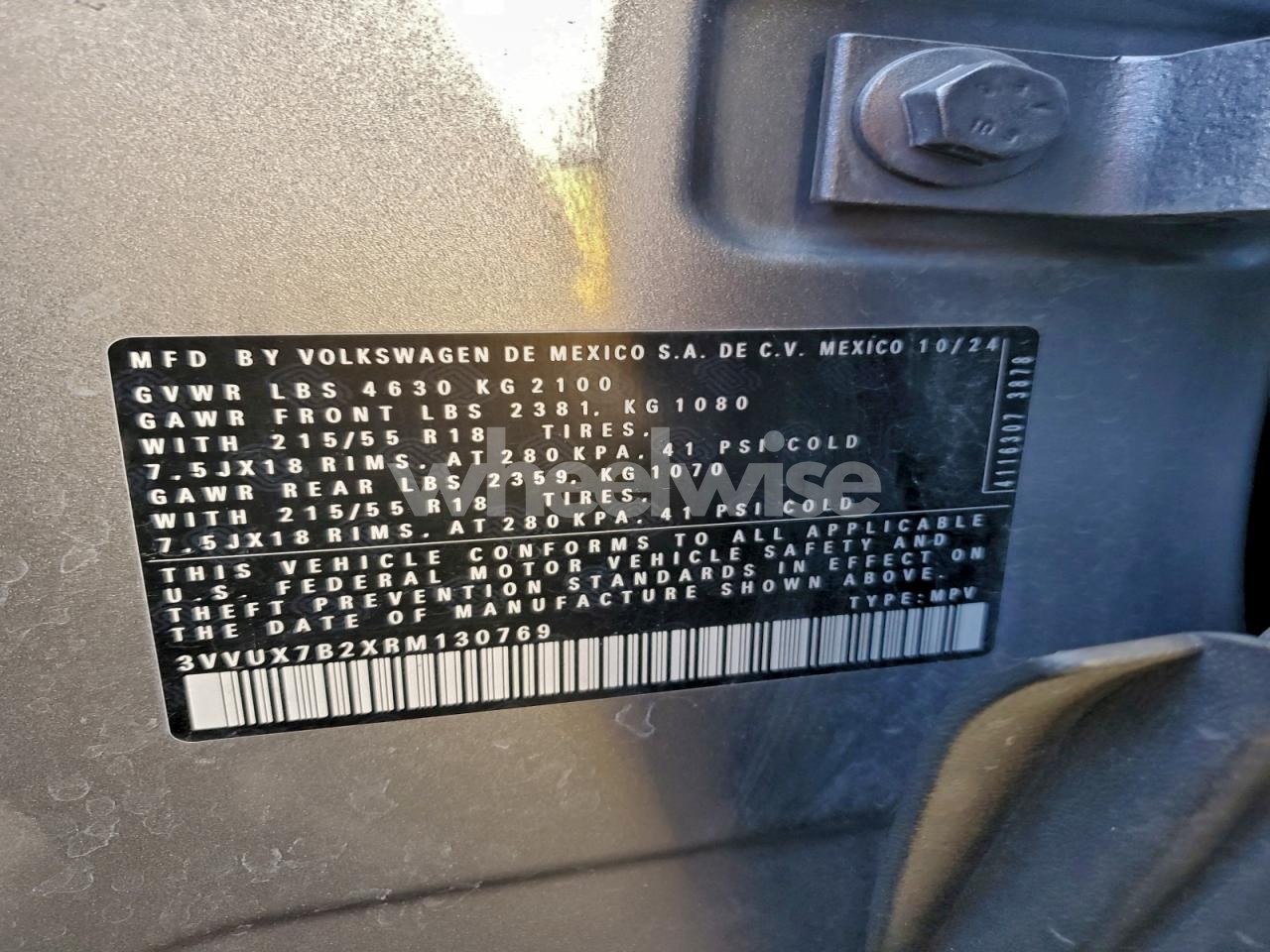 Photo 13 of 2024 VOLKSWAGEN TAOS SE N/A (VIN 3VVUX7B2XRM130769)