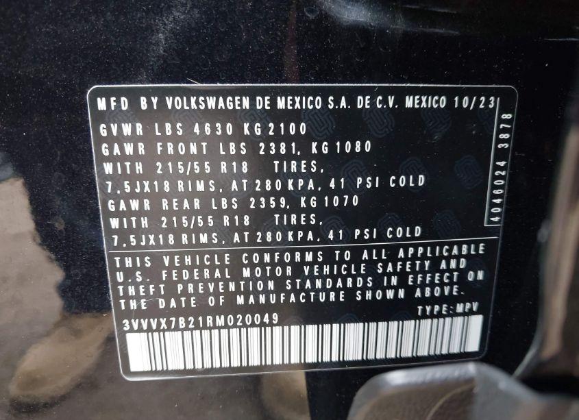 Photo 9 of 2024 Volkswagen Taos 1.5T SE (VIN 3VVVX7B21RM020049)