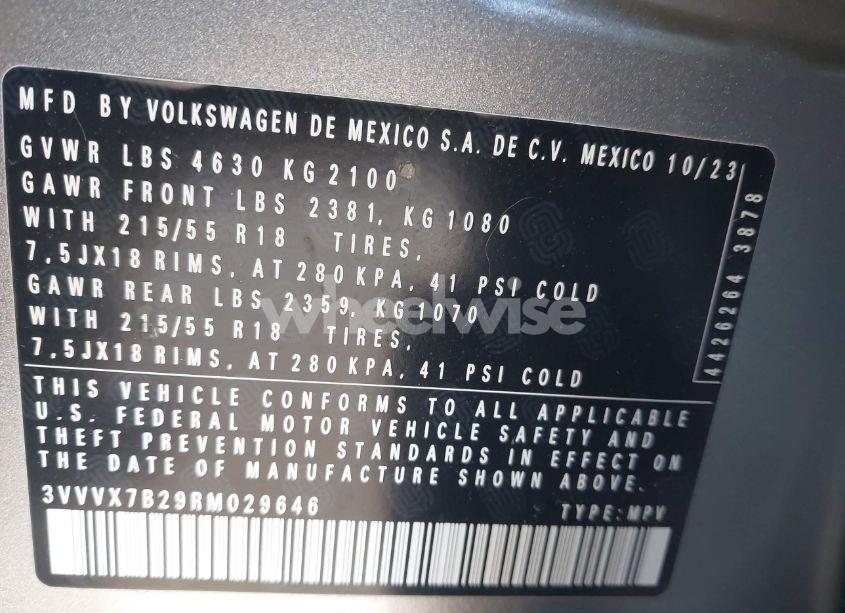 Photo 9 of 2024 Volkswagen Taos 1.5T SE (VIN 3VVVX7B29RM029646)