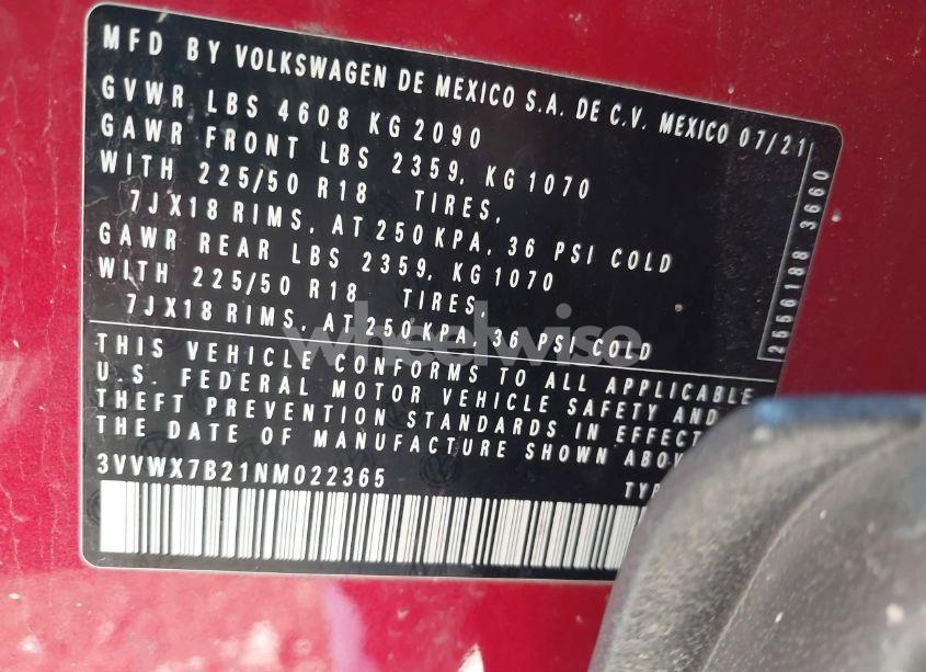 Photo 9 of 2022 Volkswagen Taos 1.5T SE (VIN 3VVWX7B21NM022365)