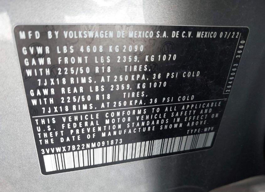 Photo 9 of 2022 Volkswagen Taos 1.5T SE (VIN 3VVWX7B22NM091873)