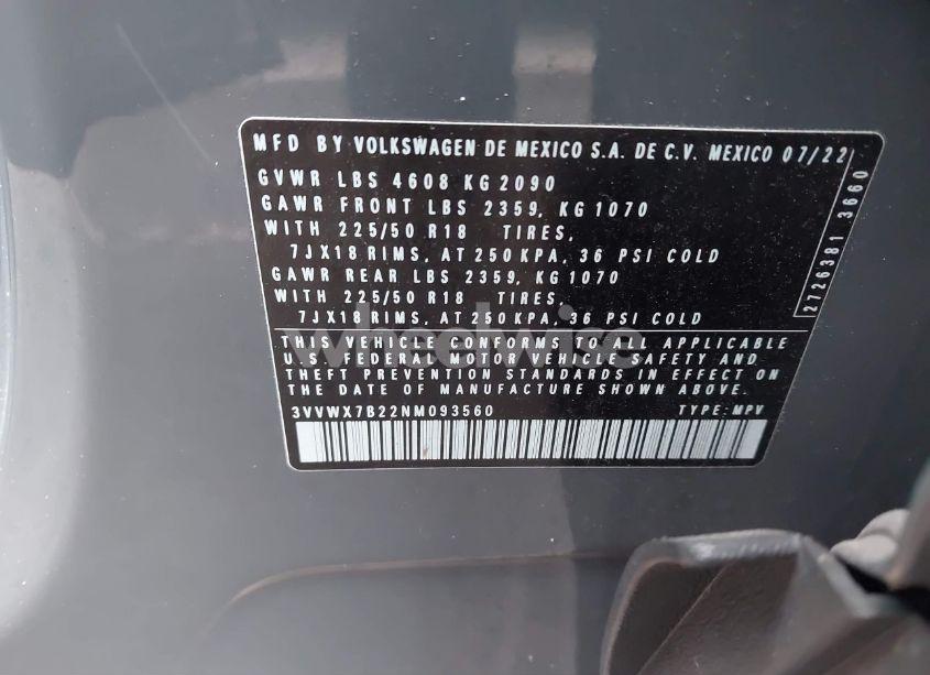 Photo 9 of 2022 Volkswagen Taos 1.5T SE (VIN 3VVWX7B22NM093560)