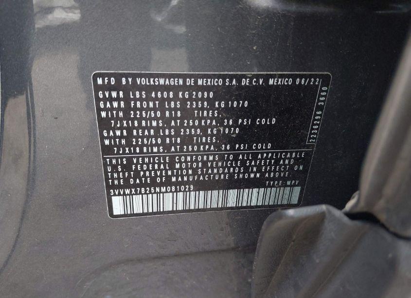 Photo 9 of 2022 Volkswagen Taos 1.5T SE (VIN 3VVWX7B25NM081029)