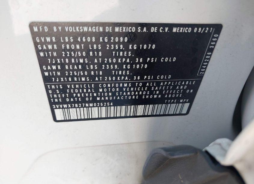 Photo 9 of 2022 Volkswagen Taos 1.5T SE (VIN 3VVWX7B27NM025254)