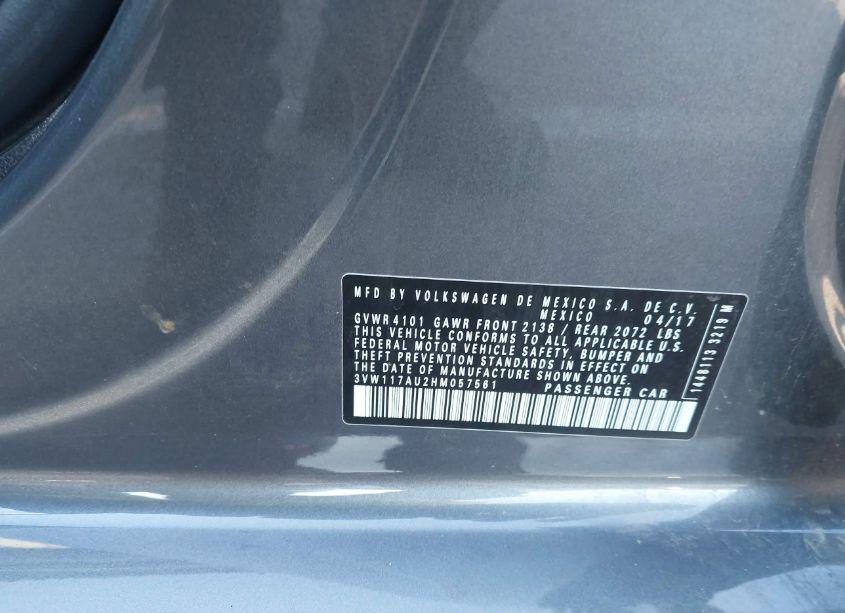 Photo 9 of 2017 Volkswagen Golf TSI S 4-DOOR/TSI WOLFSBURG EDITION 4-DOOR (VIN 3VW117AU2HM057561)