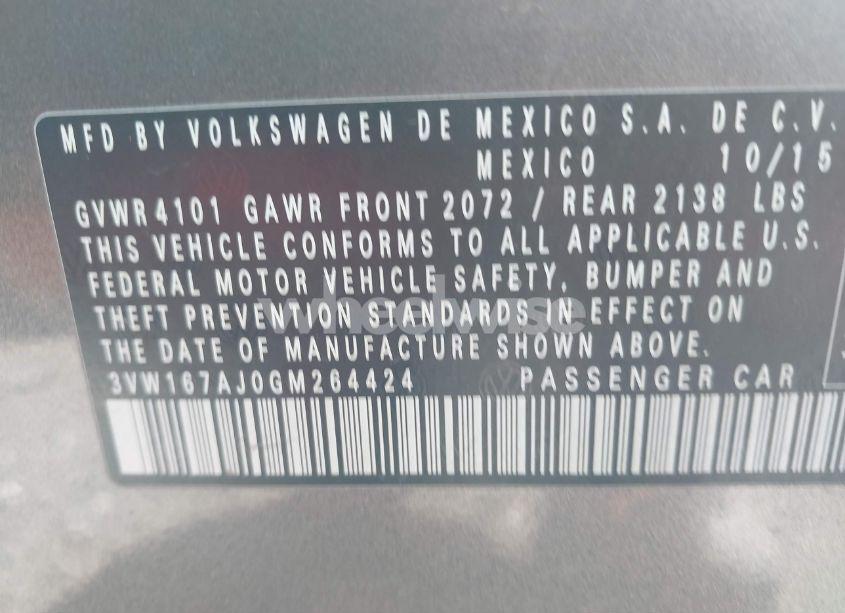 Photo 9 of 2016 Volkswagen Jetta 1.4T S (VIN 3VW167AJ0GM264424)